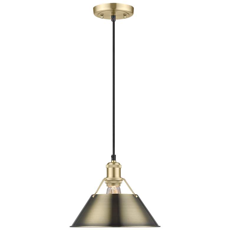 Image 1 Orwell 10" Wide Pendant in Brushed Champagne Bronze with Aged Brass