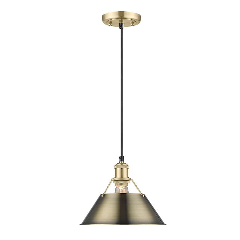 Image 2 Orwell 10" Wide Pendant in Brushed Champagne Bronze with Aged Brass more views