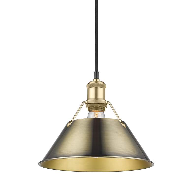 Image 3 Orwell 10" Wide Pendant in Brushed Champagne Bronze with Aged Brass more views