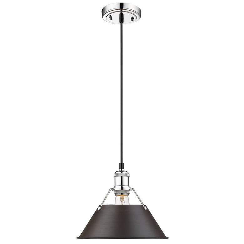 Image 1 Orwell 10" Wide Pendant in Chrome with Rubbed Bronze