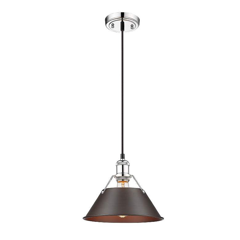 Image 2 Orwell 10" Wide Pendant in Chrome with Rubbed Bronze more views