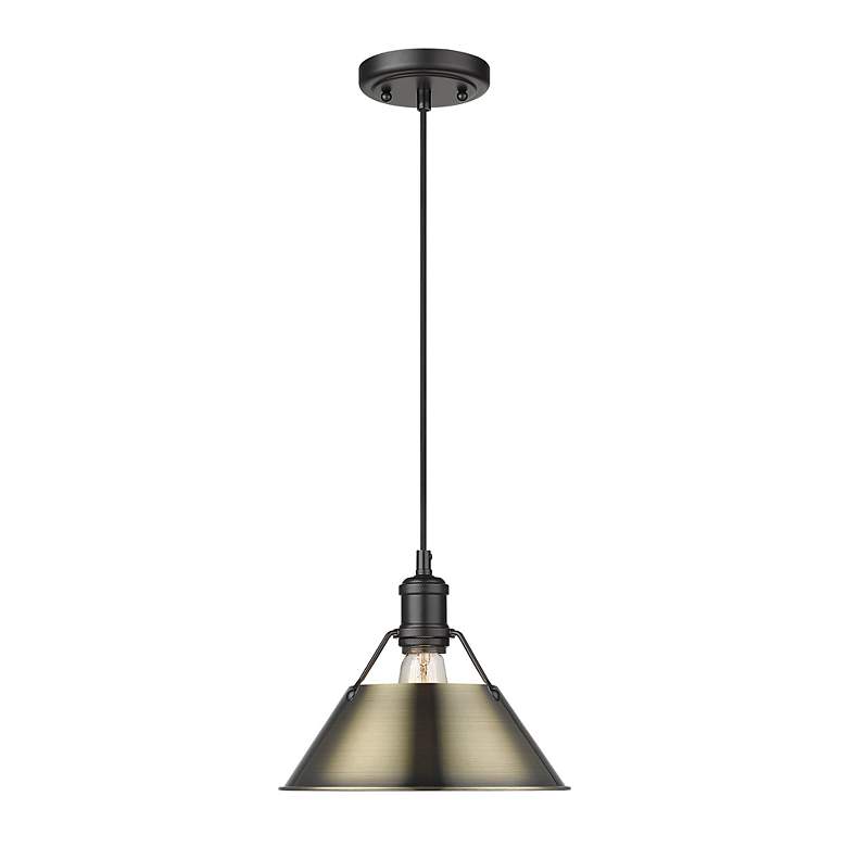 Image 2 Orwell 10" Wide Pendant in Matte Black with Aged Brass more views