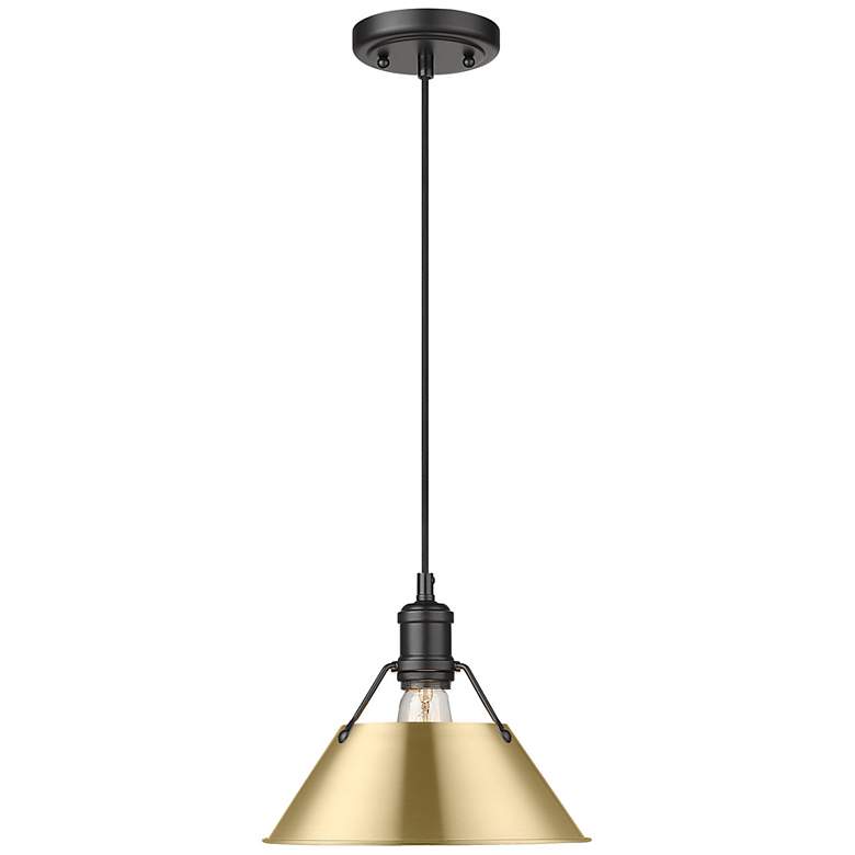 Image 1 Orwell 10" Wide Pendant in Matte Black with Brushed Champagne Bronze
