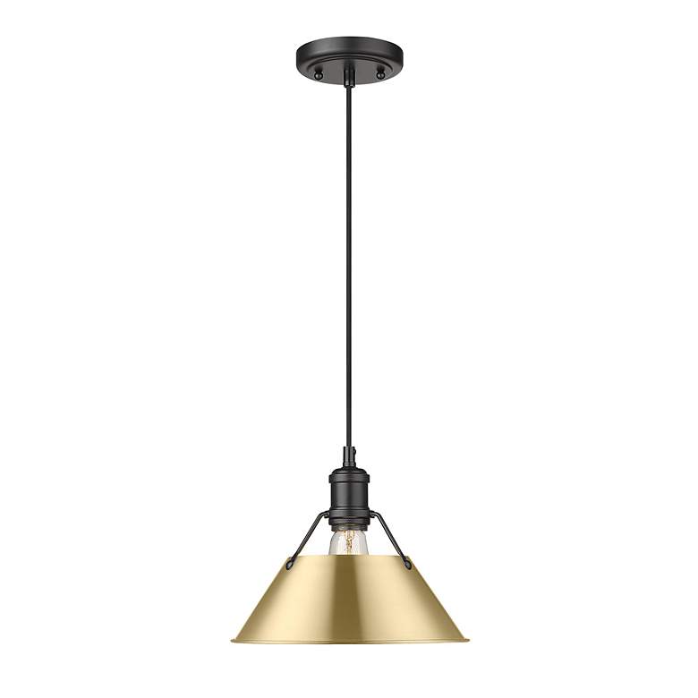 Image 2 Orwell 10" Wide Pendant in Matte Black with Brushed Champagne Bronze more views