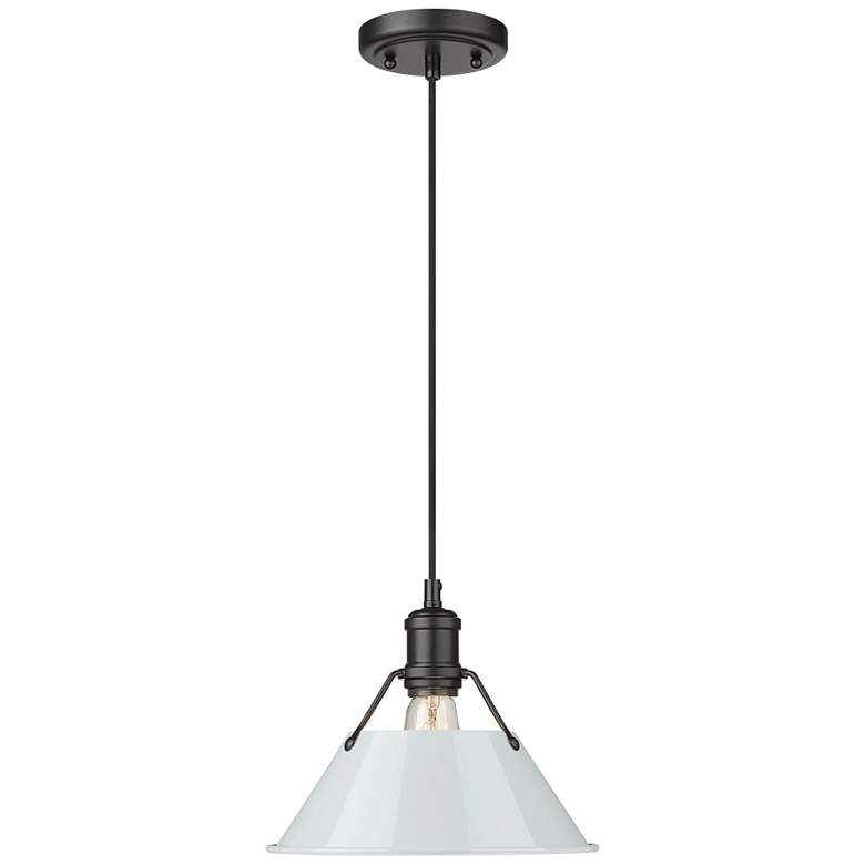 Image 1 Orwell 10" Wide Pendant in Matte Black with Dusky Blue