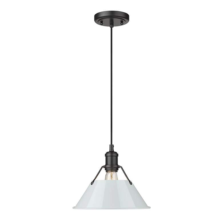 Image 2 Orwell 10" Wide Pendant in Matte Black with Dusky Blue more views