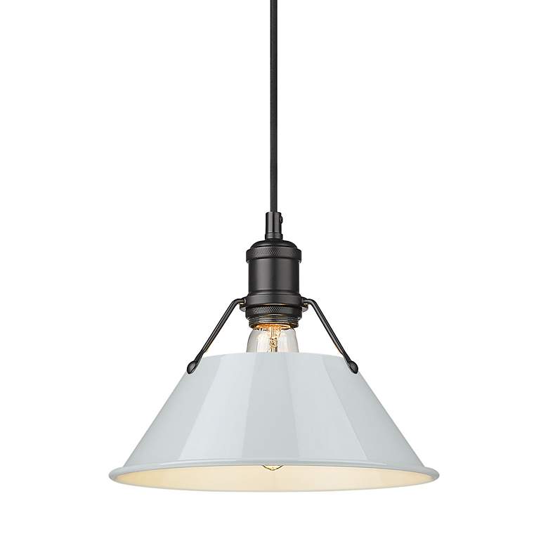 Image 3 Orwell 10" Wide Pendant in Matte Black with Dusky Blue more views
