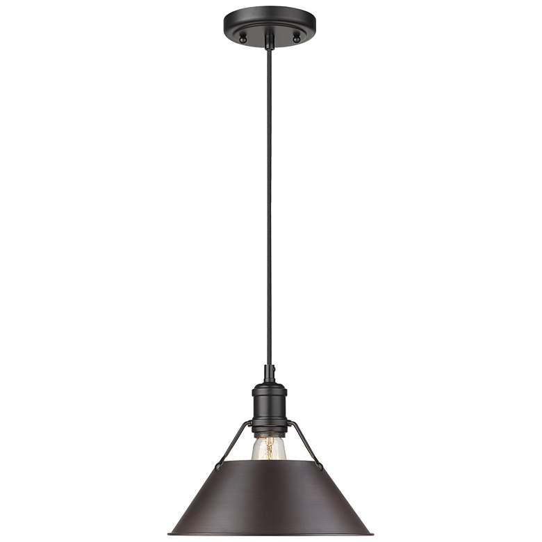 Image 1 Orwell 10" Wide Pendant in Matte Black with Rubbed Bronze