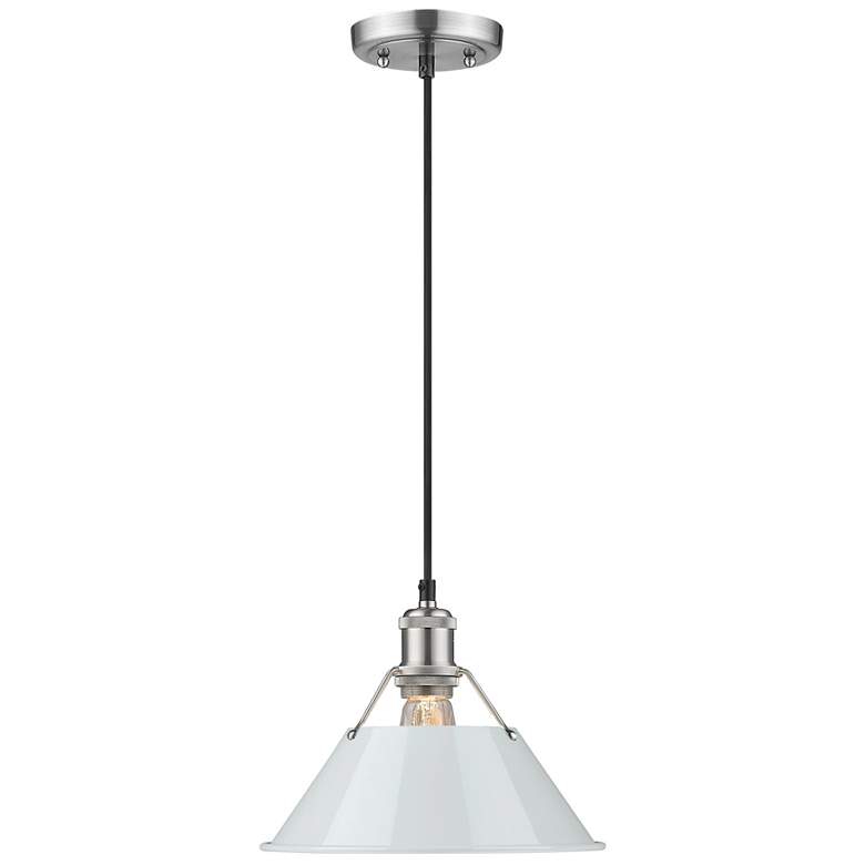 Image 1 Orwell 10" Wide Pendant in Pewter with Dusky Blue