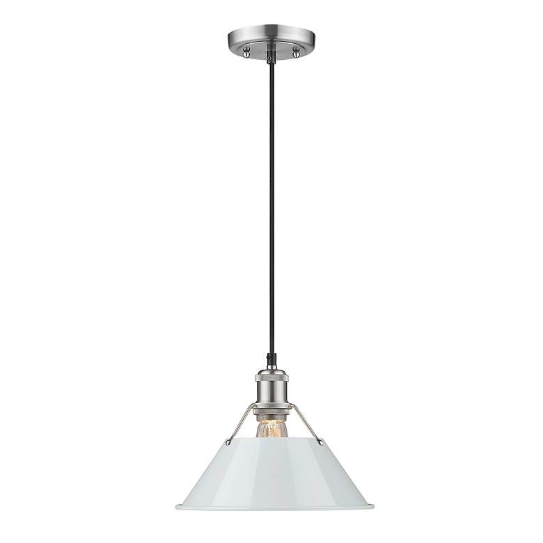Image 2 Orwell 10" Wide Pendant in Pewter with Dusky Blue more views