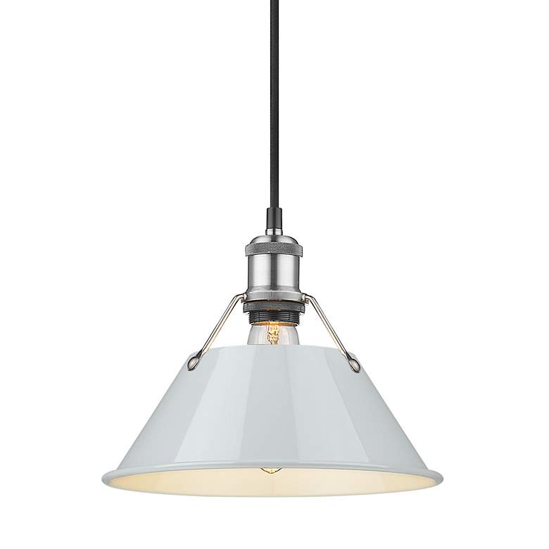 Image 3 Orwell 10" Wide Pendant in Pewter with Dusky Blue more views