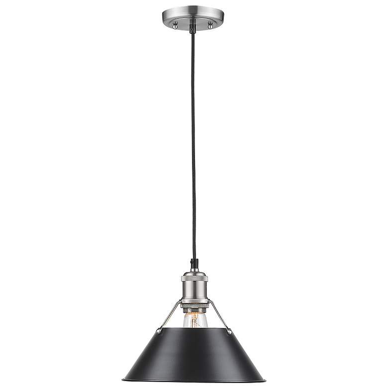 Image 1 Orwell 10 inch Wide Pewter 1-Light Mini Pendant with Black Shade