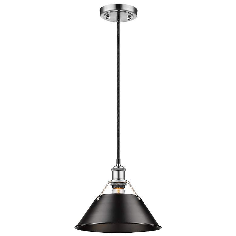 Image 3 Orwell 10" Wide Pewter 1-Light Mini Pendant with Black Shade more views
