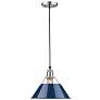 Orwell 10" Wide Pewter 1-Light Mini Pendant with Navy Blue Shade