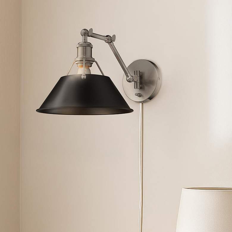 Image 1 Orwell 10" Wide Pewter 1-Light Swing Arm with Matte Black