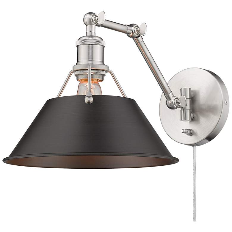 Image 1 Orwell 10" Wide Pewter 1-Light Swing Arm with Rubbed Bronze