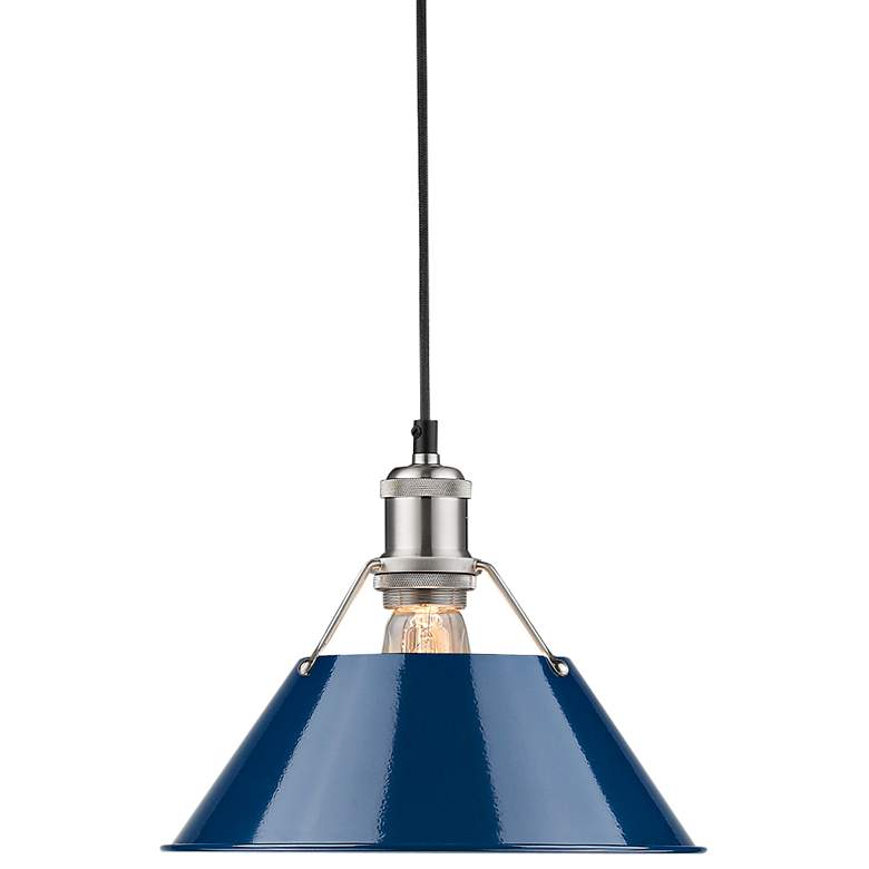 Image 1 Orwell 10" Wide Pewter Mini Pendant with Navy Shade