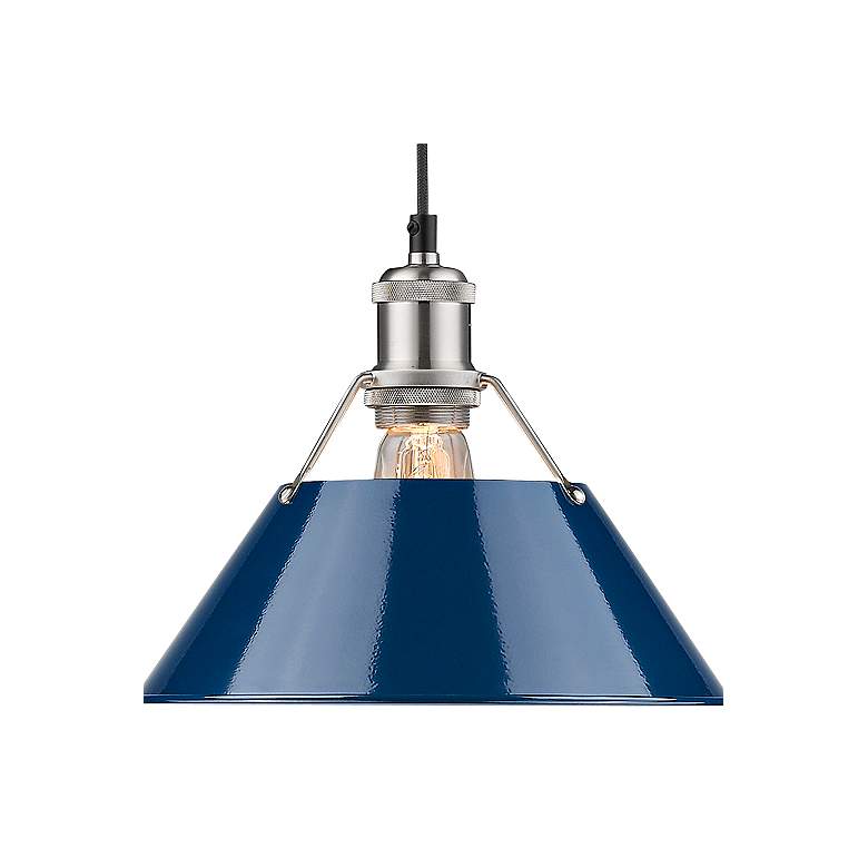 Image 2 Orwell 10" Wide Pewter Mini Pendant with Navy Shade more views