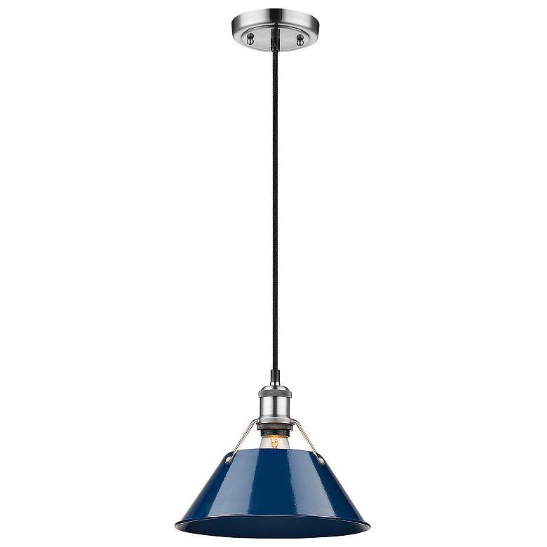 Image 4 Orwell 10" Wide Pewter Mini Pendant with Navy Shade more views