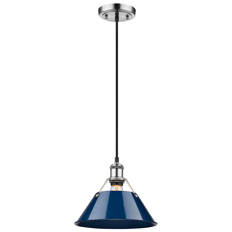 Image 5 Orwell 10" Wide Pewter Mini Pendant with Navy Shade more views