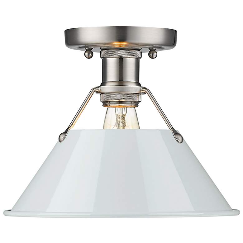 Image 1 Orwell 10" Wide Pewter with Dusky Blue Ceiling Light