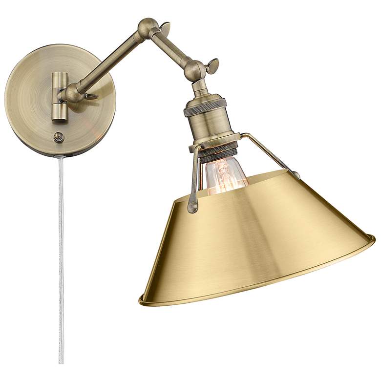 Image 1 Orwell 10" Wide Swing Arm in Aged Brass with Brushed Champagne Bronze