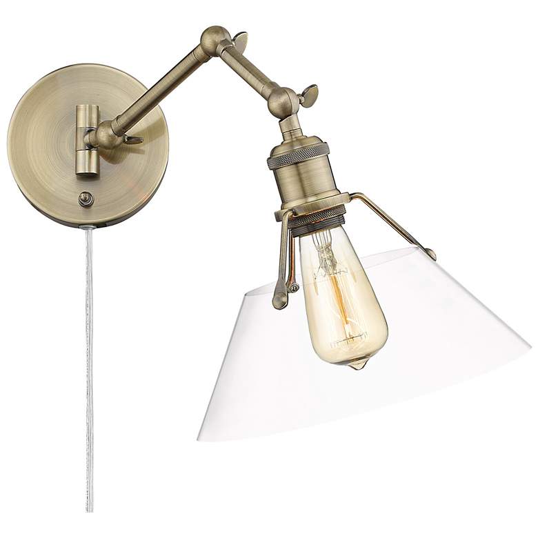 Image 1 Orwell 10" Wide Swing Arm in Aged Brass with Clear Glass