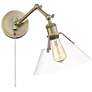 1_Orwell 10" Wide Swing Arm in Aged Brass with Clear Glass