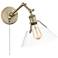 Orwell 10" Wide Swing Arm in Aged Brass with Clear Glass