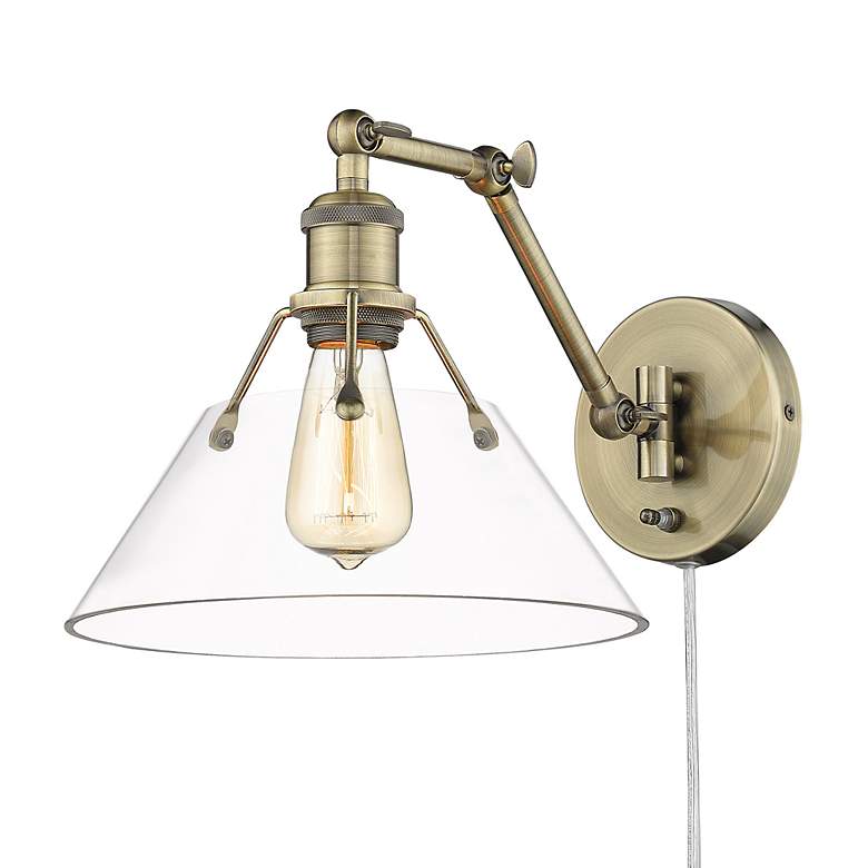 Image 3 Orwell 10" Wide Swing Arm in Aged Brass with Clear Glass more views