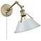 Orwell 10" Wide Swing Arm in Aged Brass with Dusky Blue