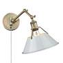 2_Orwell 10" Wide Swing Arm in Aged Brass with Dusky Blue more views
