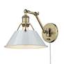 3_Orwell 10" Wide Swing Arm in Aged Brass with Dusky Blue more views