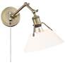 1_Orwell 10" Wide Swing Arm in Aged Brass with Opal Glass