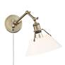 2_Orwell 10" Wide Swing Arm in Aged Brass with Opal Glass more views