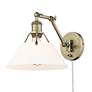 3_Orwell 10" Wide Swing Arm in Aged Brass with Opal Glass more views