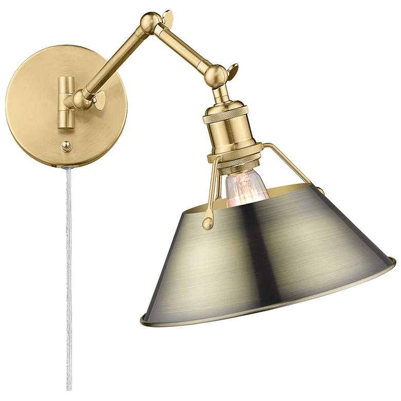 Image 1 Orwell 10" Wide Swing Arm in Brushed Champagne Bronze with Aged Brass