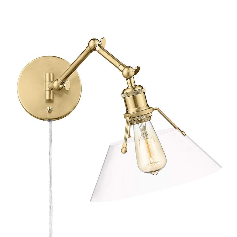 Image 2 Orwell 10" Wide Swing Arm in Brushed Champagne Bronze with Clear Glass more views