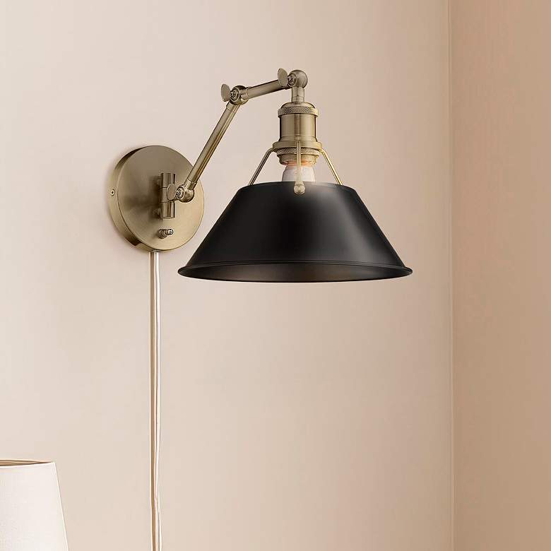Image 1 Orwell 10" Wide Swing Arm in Brushed Champagne Bronze with Matte Black