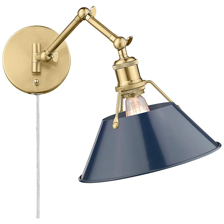 Image 1 Orwell 10" Wide Swing Arm in Brushed Champagne Bronze with Matte Navy