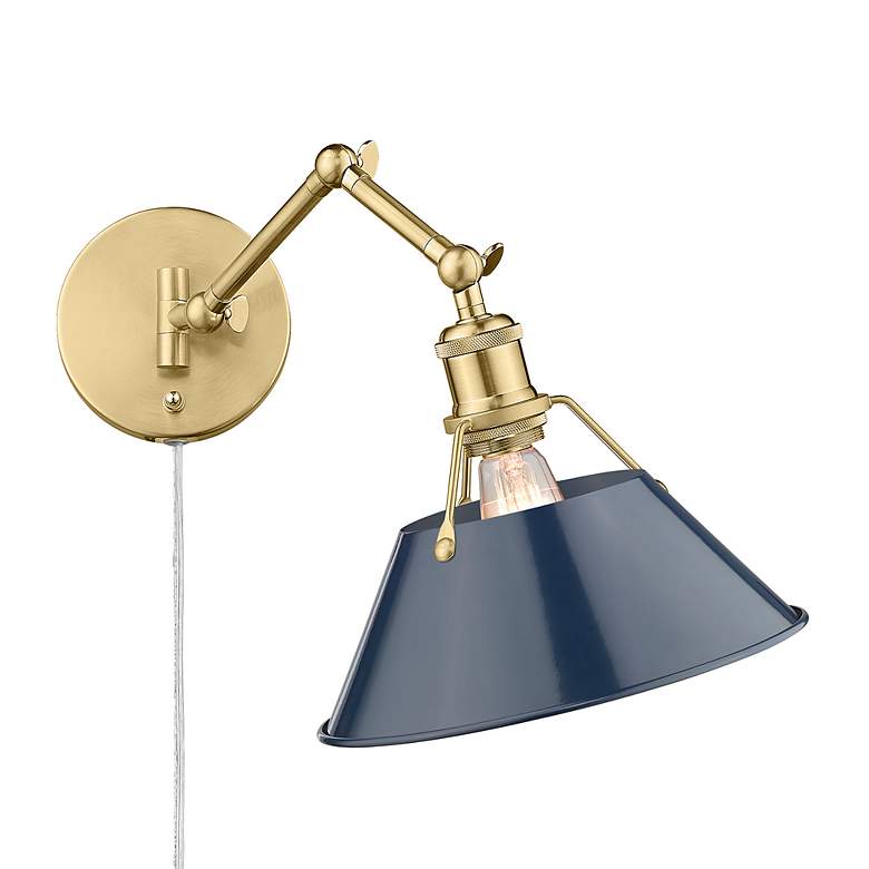 Image 2 Orwell 10" Wide Swing Arm in Brushed Champagne Bronze with Matte Navy more views