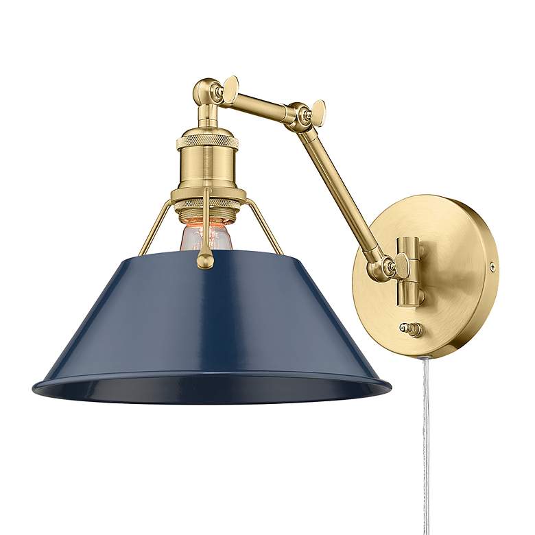 Image 3 Orwell 10" Wide Swing Arm in Brushed Champagne Bronze with Matte Navy more views