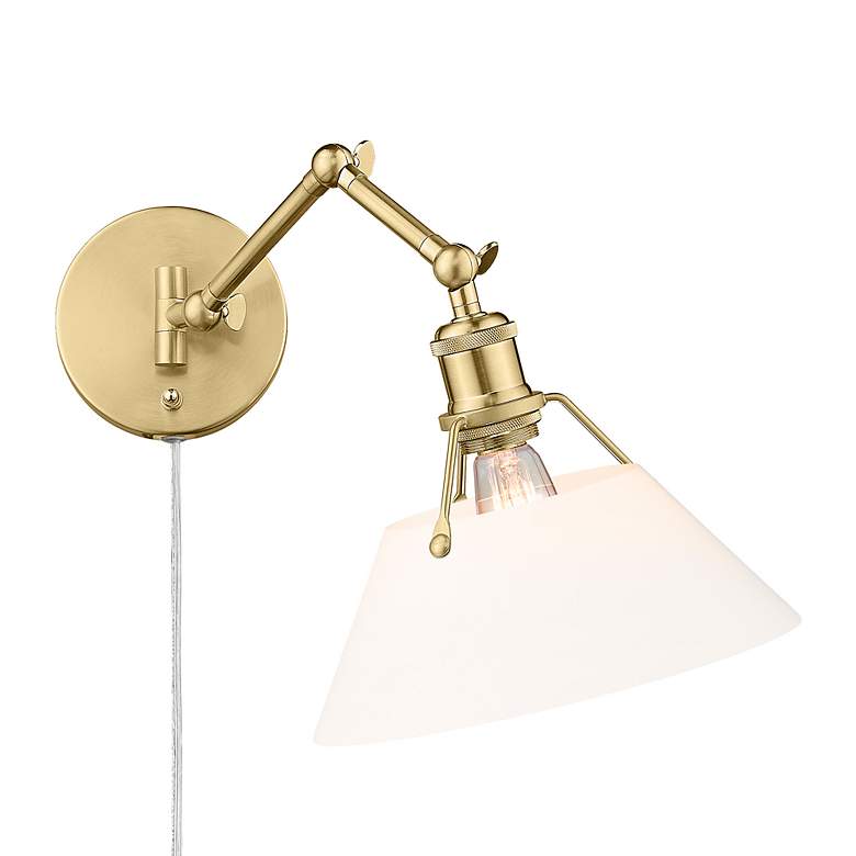 Image 2 Orwell 10" Wide Swing Arm in Brushed Champagne Bronze with Opal Glass more views
