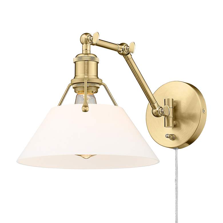 Image 3 Orwell 10" Wide Swing Arm in Brushed Champagne Bronze with Opal Glass more views