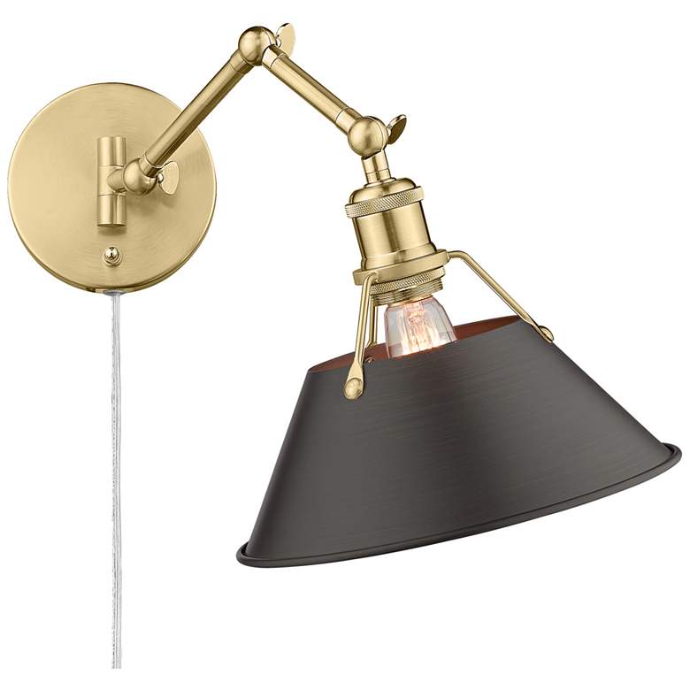 Image 1 Orwell 10" Wide Swing Arm in Brushed Champagne Bronze with Rubbed Bron