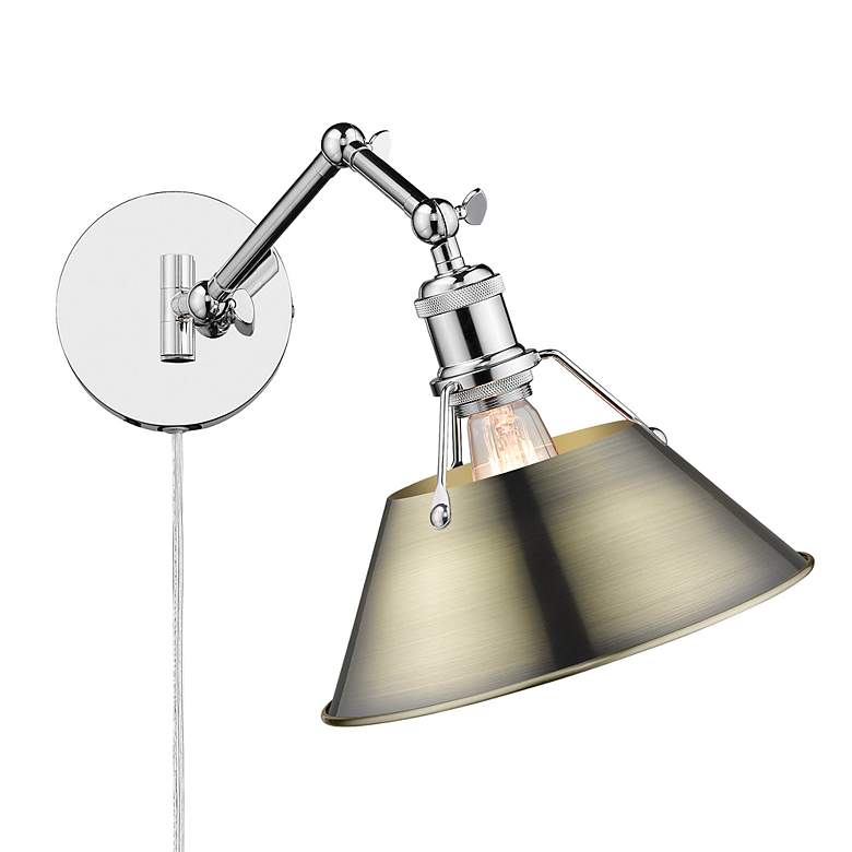 Image 2 Orwell 10" Wide Swing Arm in Chrome with Aged Brass more views