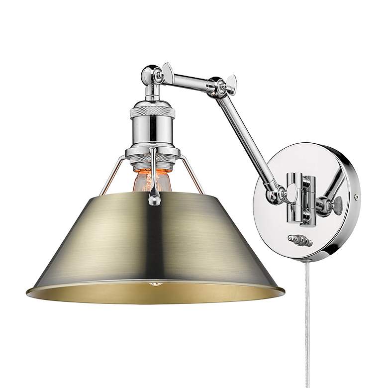 Image 3 Orwell 10" Wide Swing Arm in Chrome with Aged Brass more views