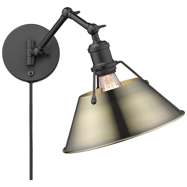 Image 1 Orwell 10" Wide Swing Arm in Matte Black with Aged Brass