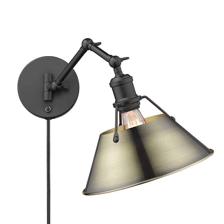 Image 2 Orwell 10" Wide Swing Arm in Matte Black with Aged Brass more views