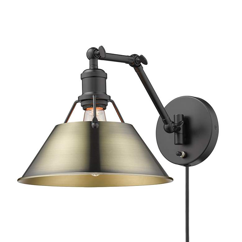 Image 3 Orwell 10" Wide Swing Arm in Matte Black with Aged Brass more views